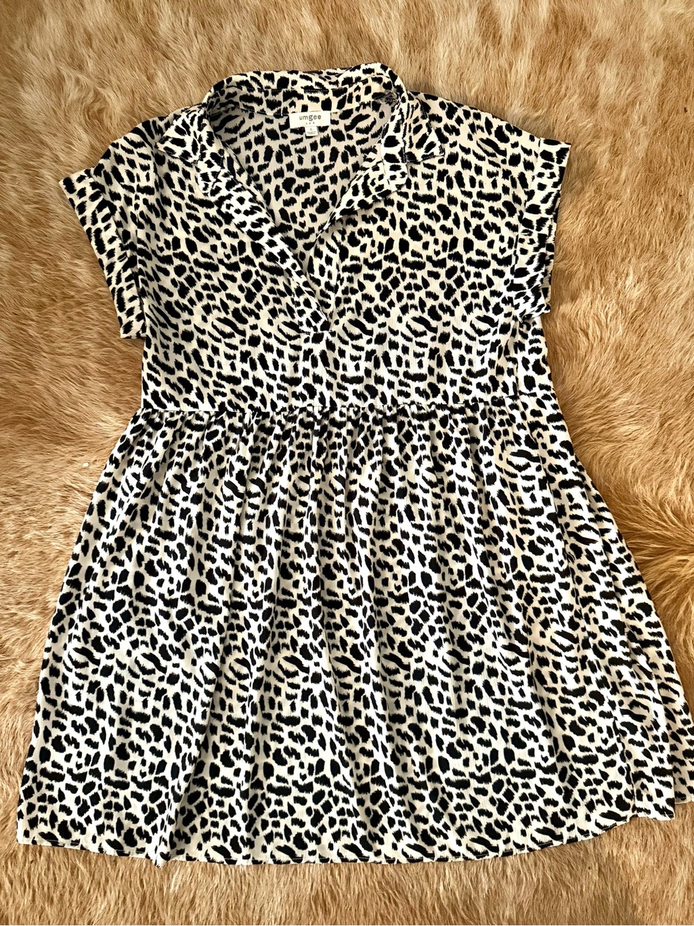 Umgee Black and White Leopard Print Mini Dress